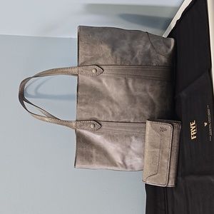 Frye Melissa Shopper Tote (dust bag included) and Frye wallet in Color ICE